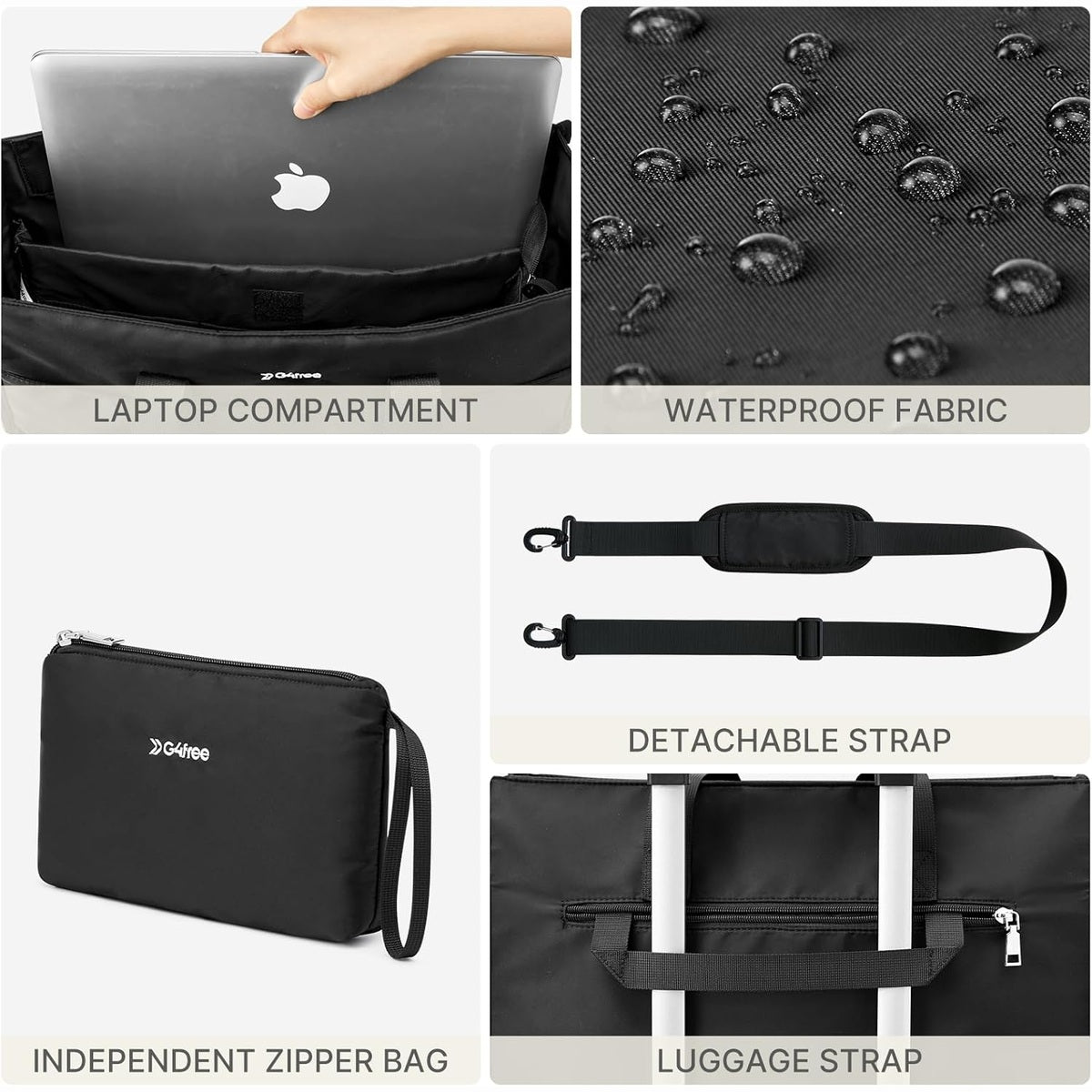 G4Free - G4Free Tote Bag, Multi-Compartment Large Capacity with Zipper Top Handle -TN24B476B