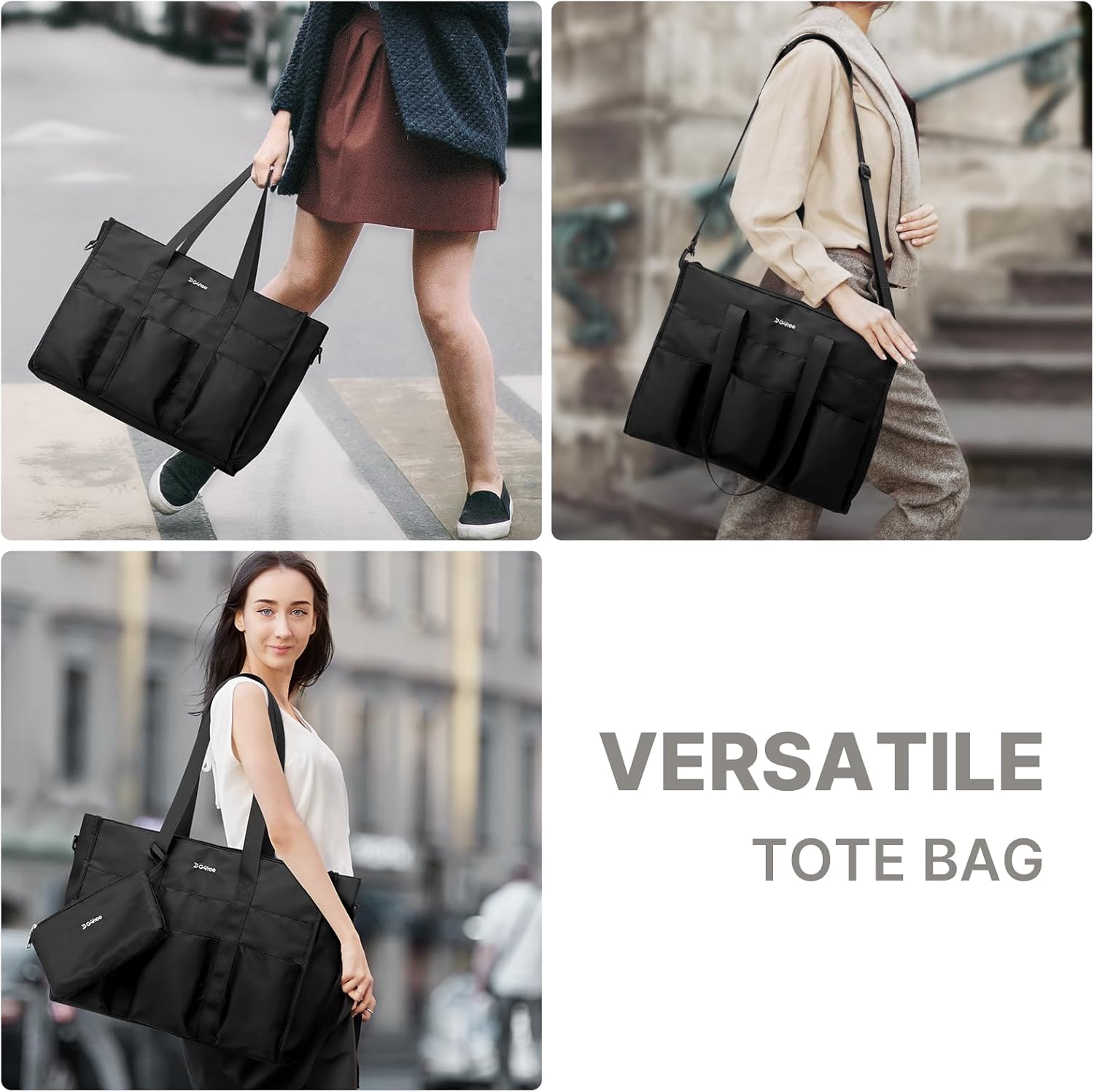 G4Free - G4Free Tote Bag, Multi-Compartment Large Capacity with Zipper Top Handle -TN24B476B