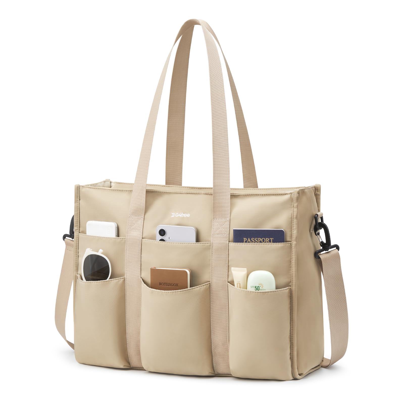 G4Free - G4Free Tote Bag, Multi-Compartment Large Capacity with Zipper Top Handle -TN24B476C
