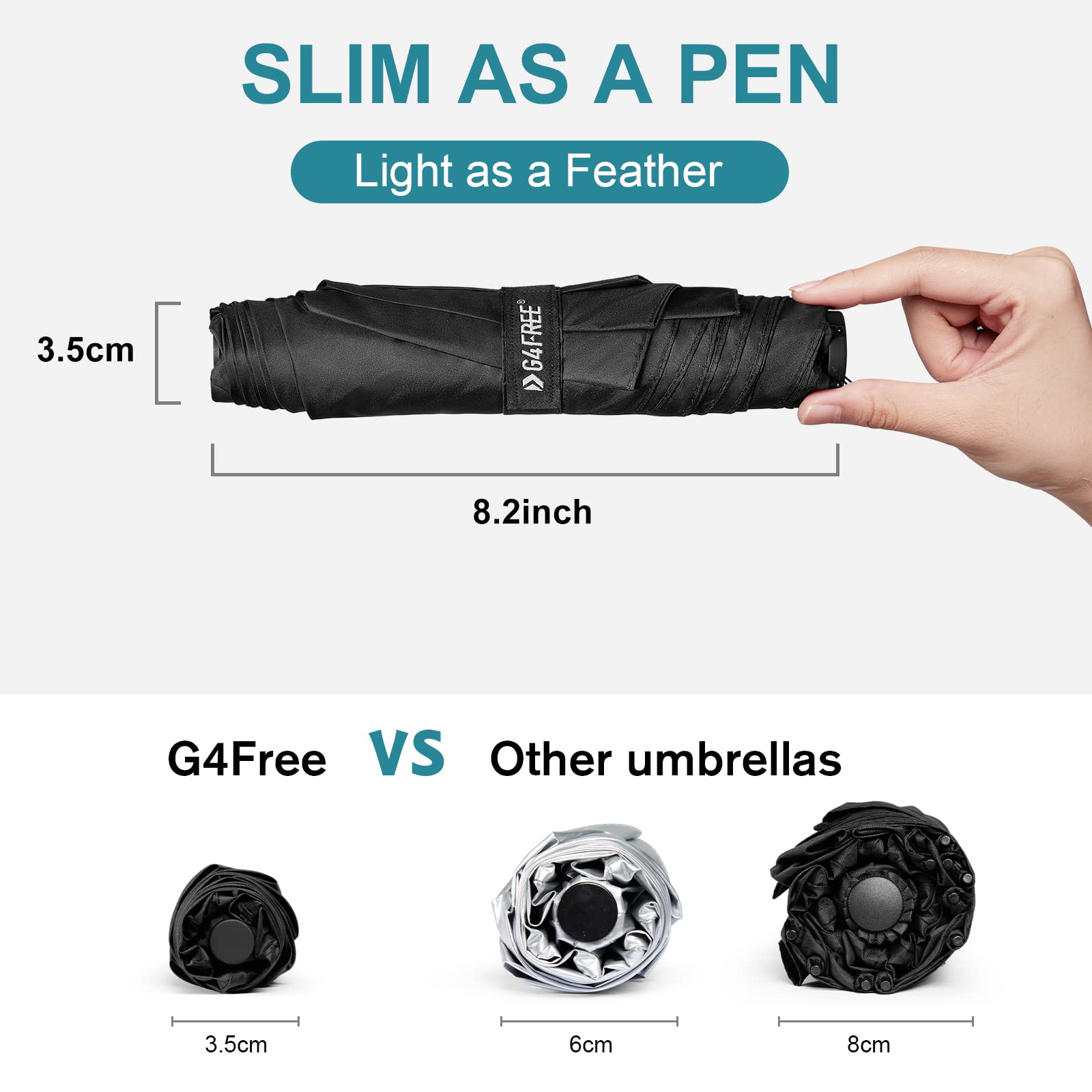 G4Free - G4Free Travel Umbrella Compact Ultralight Carbon Fiber Super Slim Small Mini UV Sun Umbrellas -NT22A130A