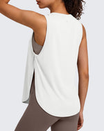 G4Free - G4Free UPF 50+ High Neck Loose Fit Side Slit Muscle Tank -GF26L990A001A-S