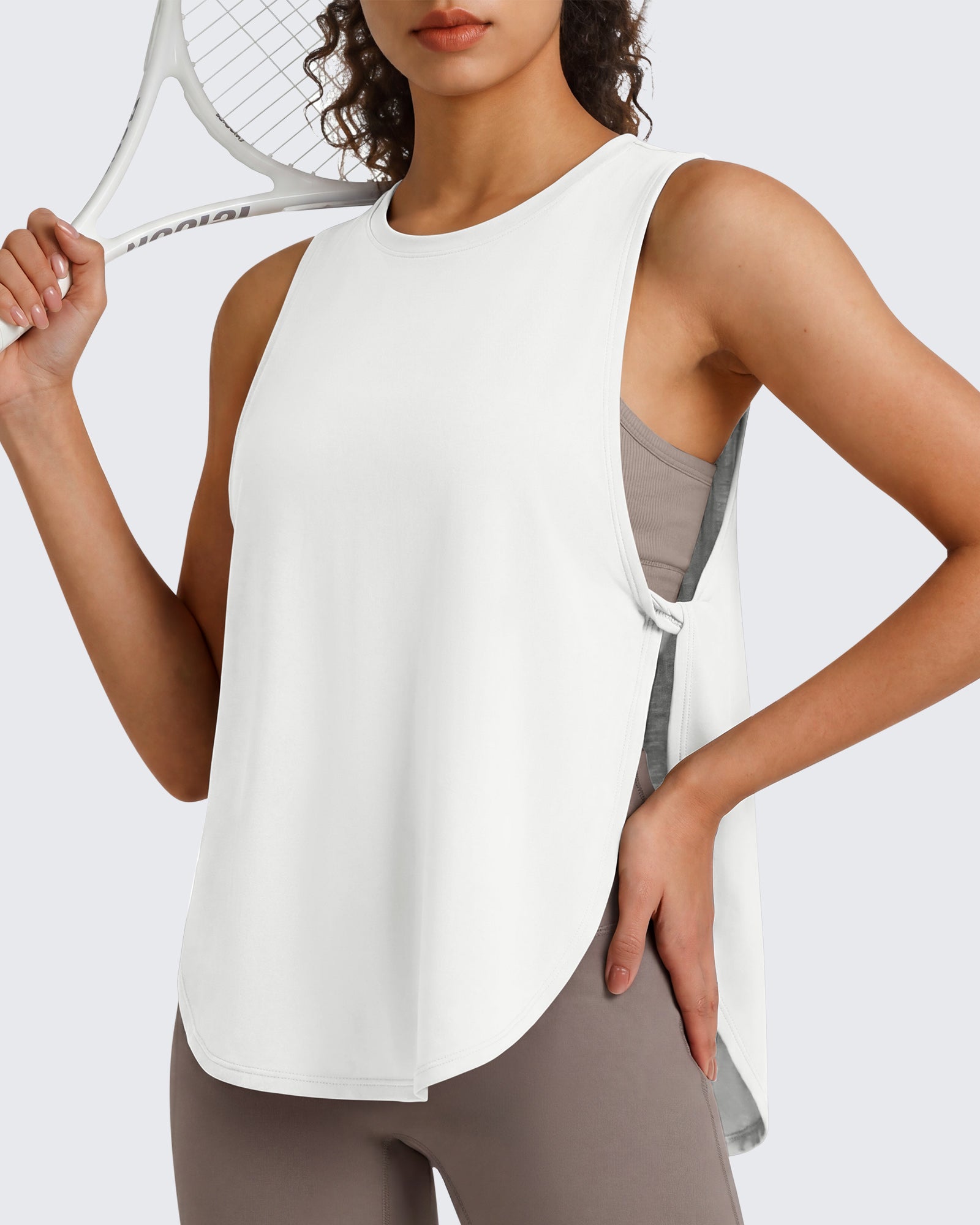 G4Free - G4Free UPF 50+ High Neck Loose Fit Side Slit Muscle Tank -GF26L990A001A-S