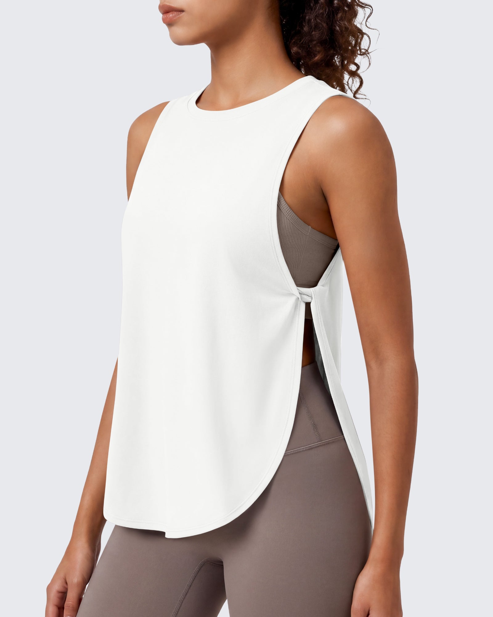 G4Free - G4Free UPF 50+ High Neck Loose Fit Side Slit Muscle Tank -GF26L990A001A-S