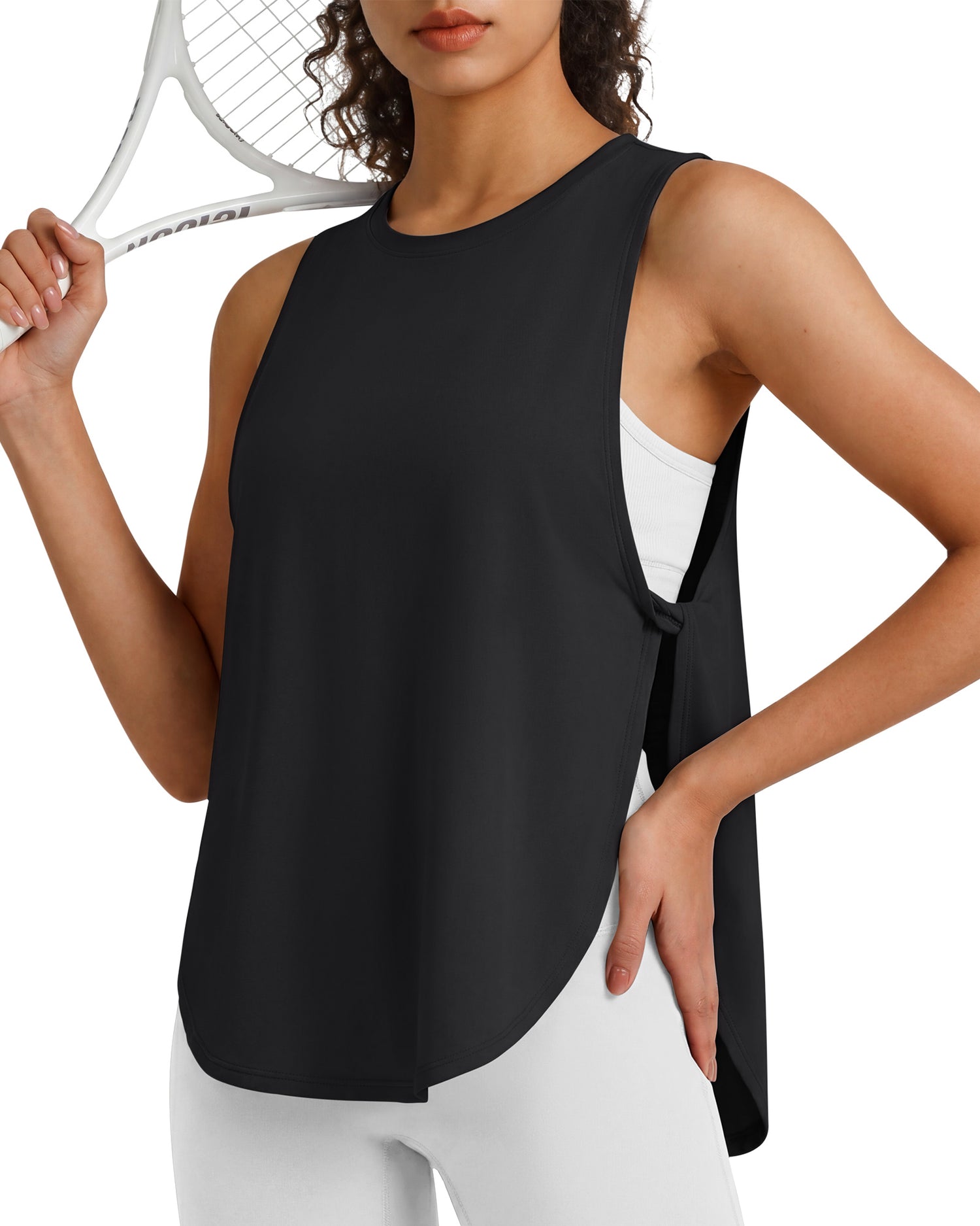 G4Free - G4Free UPF 50+ High Neck Loose Fit Side Slit Muscle Tank -GF26L990A001A-S