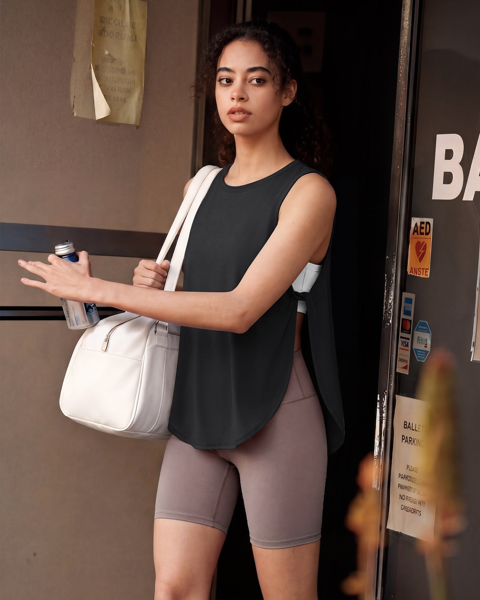 G4Free - G4Free UPF 50+ High Neck Loose Fit Side Slit Muscle Tank -GF26L990A001A-S