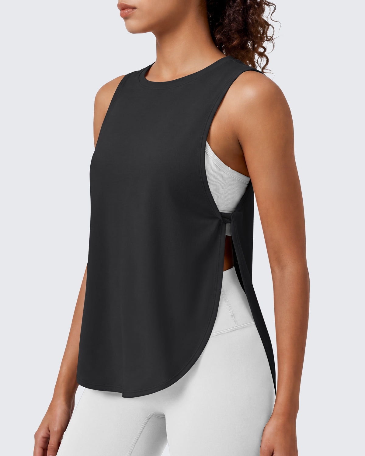 G4Free - G4Free UPF 50+ High Neck Loose Fit Side Slit Muscle Tank -GF26L990A001A-S
