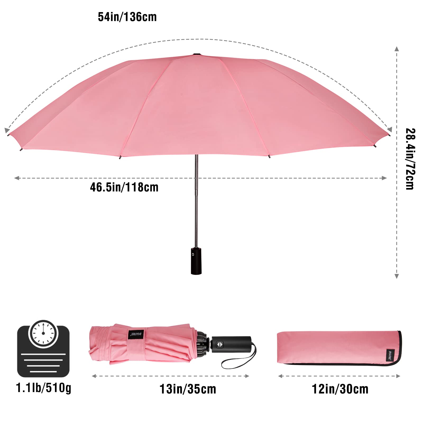 G4Free - G4Free UPF 50+ UV Protection 54 Inch Large Reverse Travel Umbrella -NT21A010B