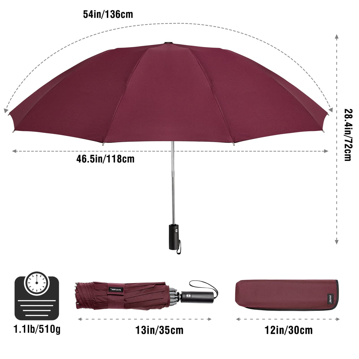 G4Free - G4Free UPF 50+ UV Protection 54 Inch Large Reverse Travel Umbrella -NT21A010B