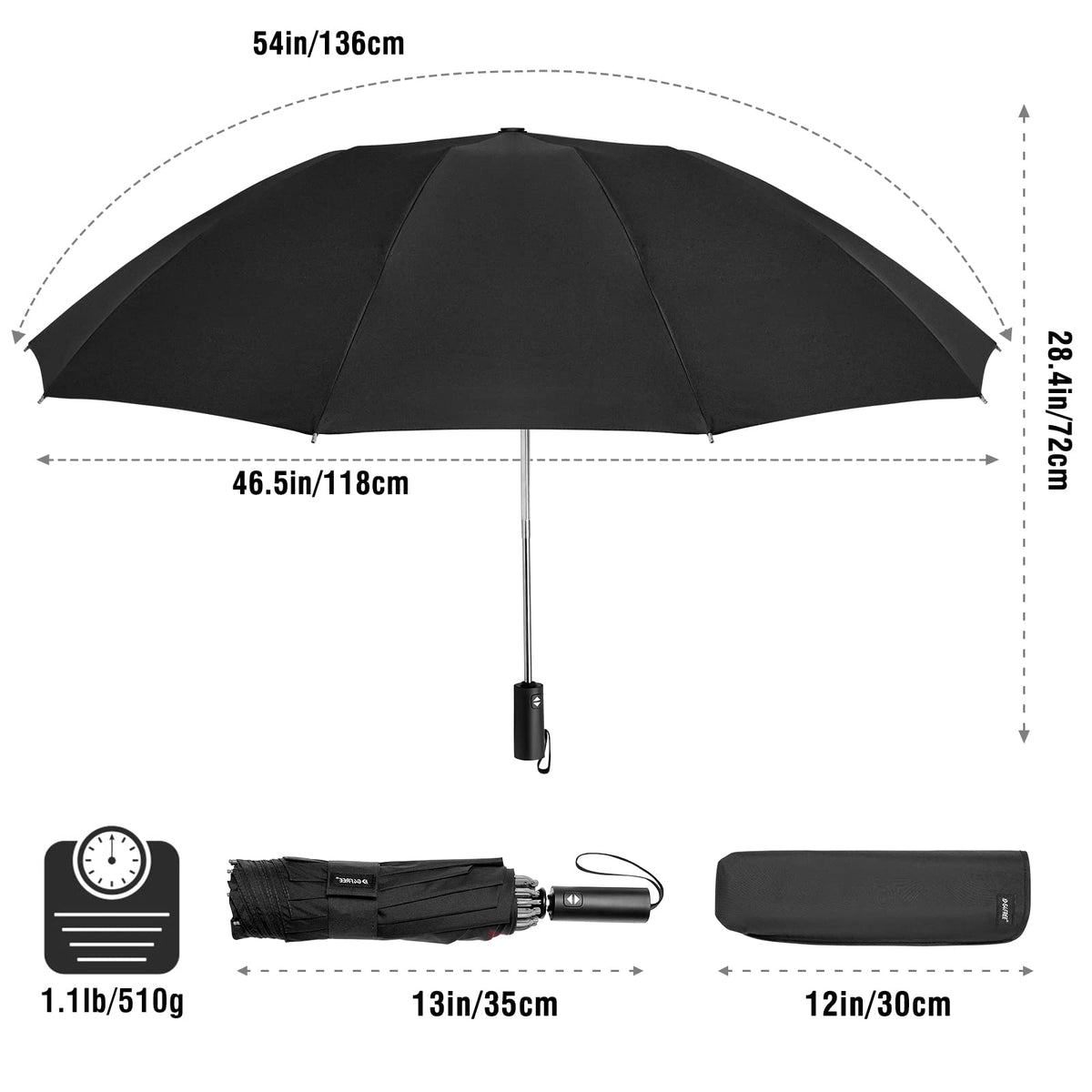 G4Free - G4Free UPF 50+ UV Protection 54 Inch Large Reverse Travel Umbrella -NT21A010B