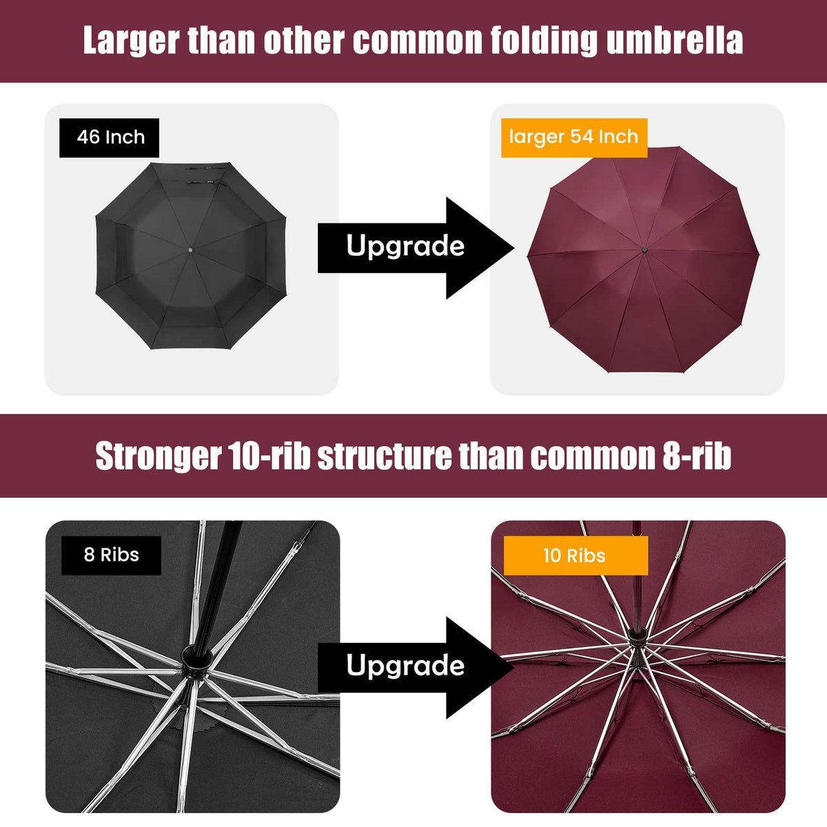 G4Free - G4Free UPF 50+ UV Protection 54 Inch Large Reverse Travel Umbrella -NT21A010B
