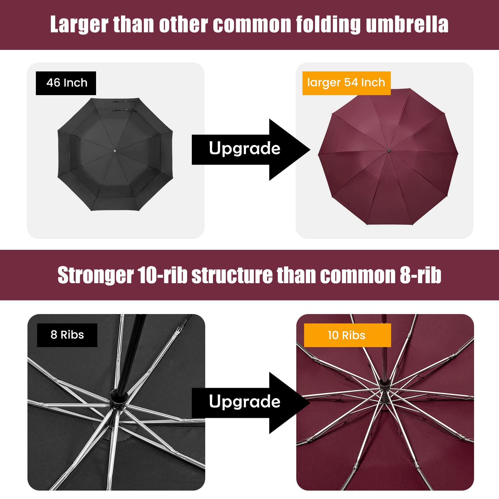 G4Free - G4Free UPF 50+ UV Protection 54 Inch Large Reverse Travel Umbrella -NT21A010B