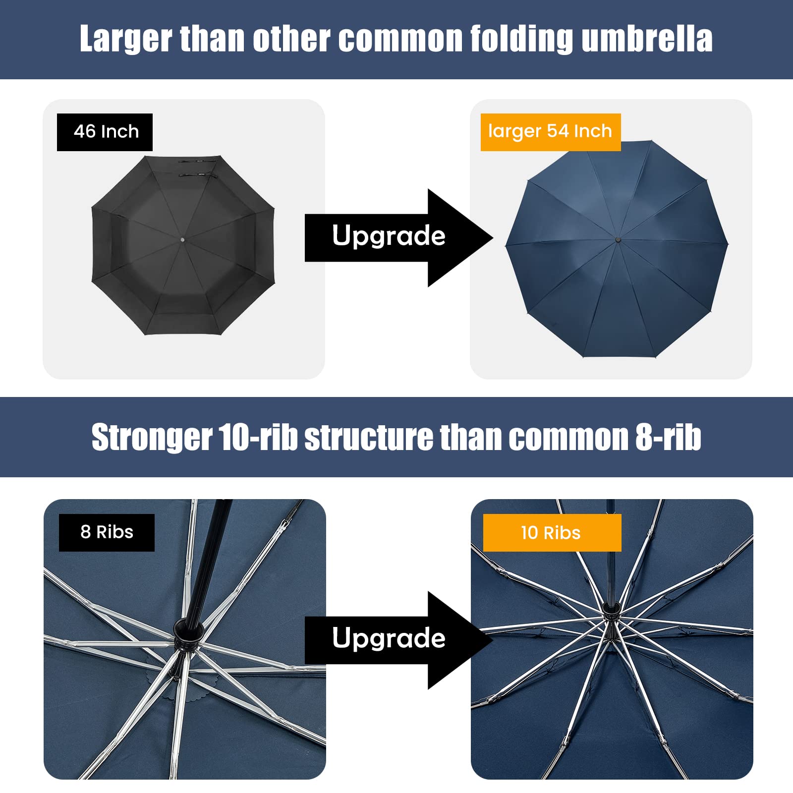 G4Free - G4Free UPF 50+ UV Protection 54 Inch Large Reverse Travel Umbrella -NT21A010B