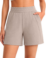 G4Free - G4Free Waffle Knit 4'' High Waisted Shorts with Pockets -GF26E958A001A-S