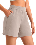 G4Free - G4Free Waffle Knit 4'' High Waisted Shorts with Pockets -GF26E958A001A-S