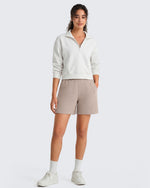 G4Free - G4Free Waffle Knit 4'' High Waisted Shorts with Pockets -GF26E958A001A-S