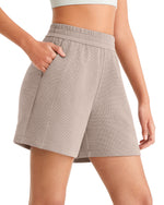 G4Free - G4Free Waffle Knit 4'' High Waisted Shorts with Pockets -GF26E958A001A-S