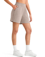 G4Free - G4Free Waffle Knit 4'' High Waisted Shorts with Pockets -GF26E958A001A-S