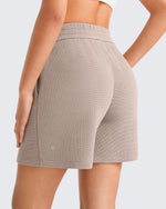 G4Free - G4Free Waffle Knit 4'' High Waisted Shorts with Pockets -GF26E958A001A-S