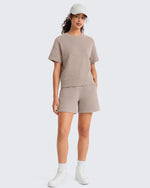 G4Free - G4Free Waffle Knit 4'' High Waisted Shorts with Pockets -GF26E958A001A-S
