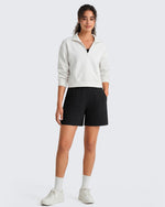 G4Free - G4Free Waffle Knit 4'' High Waisted Shorts with Pockets -GF26E958A001A-S