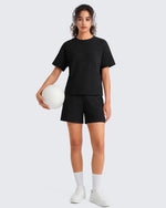 G4Free - G4Free Waffle Knit 4'' High Waisted Shorts with Pockets -GF26E958A001A-S