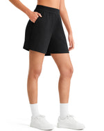 G4Free - G4Free Waffle Knit 4'' High Waisted Shorts with Pockets -GF26E958A001A-S