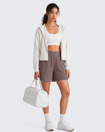 G4Free - G4Free Waffle Knit 4'' High Waisted Shorts with Pockets -GF26E958A001A-S