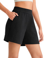 G4Free - G4Free Waffle Knit 4'' High Waisted Shorts with Pockets -GF26E958A001A-S