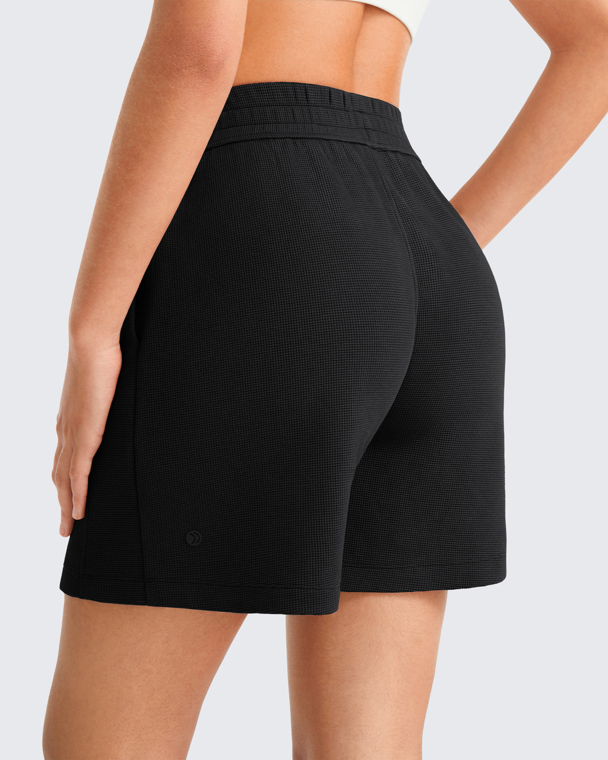G4Free - G4Free Waffle Knit 4'' High Waisted Shorts with Pockets -GF26E958A001A-S