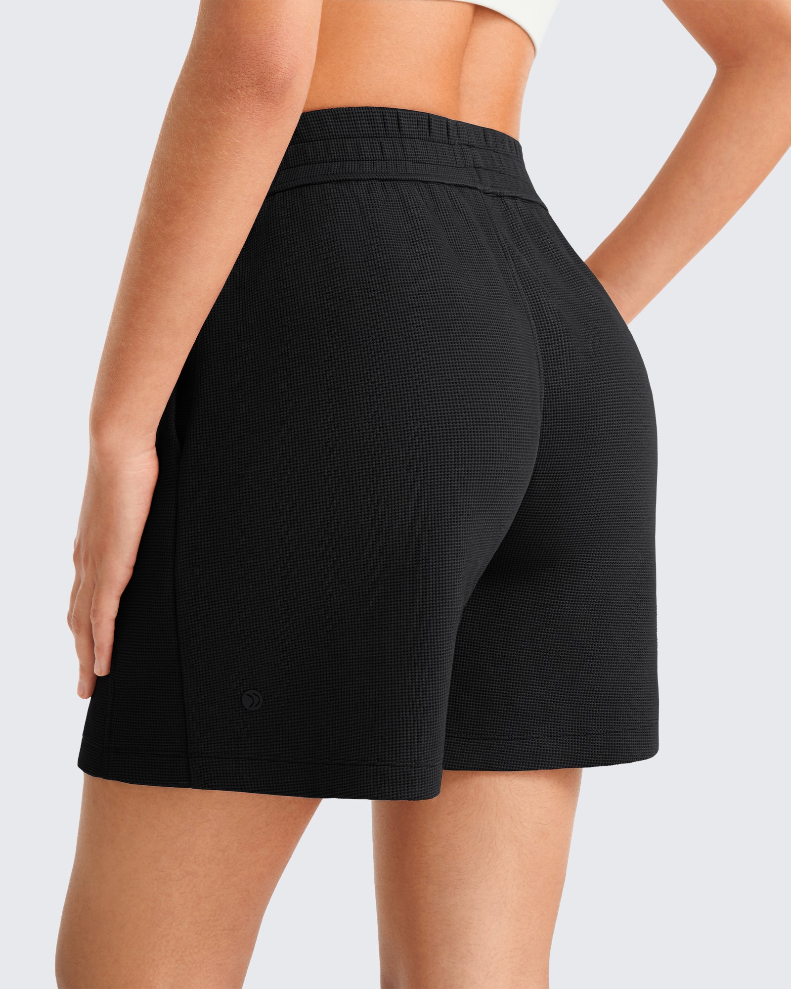 G4Free - G4Free Waffle Knit 4'' High Waisted Shorts with Pockets -GF26E958A001A-S