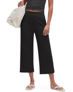 G4Free - G4Free Waffle Wide Leg Capri Pants Cropped Sweatpants -GF26J925A001A-S