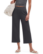G4Free - G4Free Waffle Wide Leg Capri Pants Cropped Sweatpants -GF26J925A001A-S