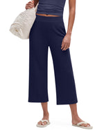 G4Free - G4Free Waffle Wide Leg Capri Pants Cropped Sweatpants -GF26J925A001A-S
