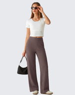 G4Free - G4Free Waffle Wide Leg Pull On Dress Pants High Waisted Stretchy -GF26J871A001A-S