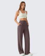 G4Free - G4Free Waffle Wide Leg Pull On Dress Pants High Waisted Stretchy -GF26J871A001A-S