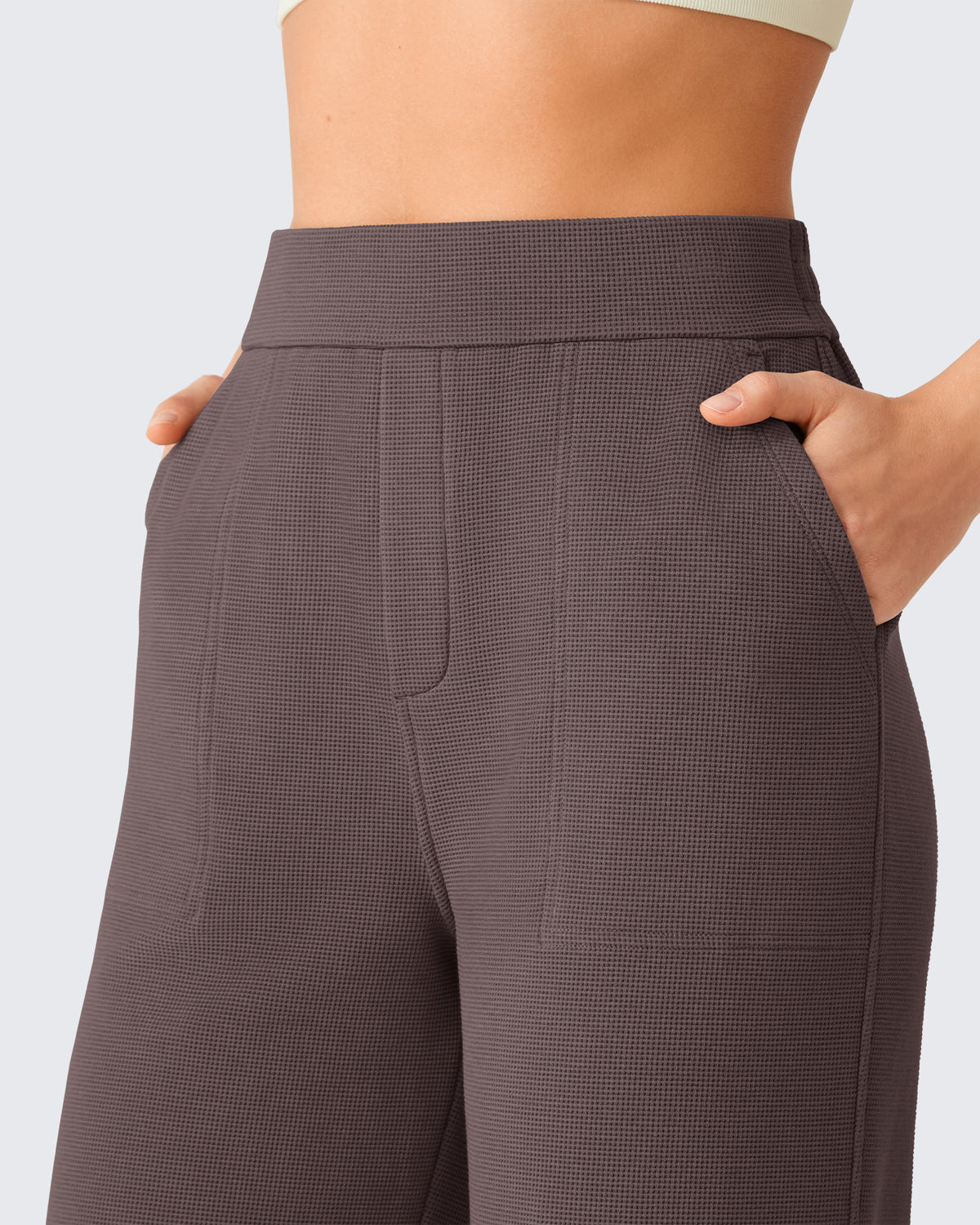 G4Free - G4Free Waffle Wide Leg Pull On Dress Pants High Waisted Stretchy -GF26J871A001A-S