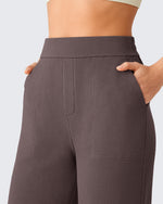 G4Free - G4Free Waffle Wide Leg Pull On Dress Pants High Waisted Stretchy -GF26J871A001A-S