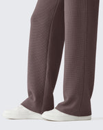 G4Free - G4Free Waffle Wide Leg Pull On Dress Pants High Waisted Stretchy -GF26J871A001A-S