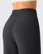 G4Free - G4Free Waffle Wide Leg Pull On Dress Pants High Waisted Stretchy -GF26J871A001A-S