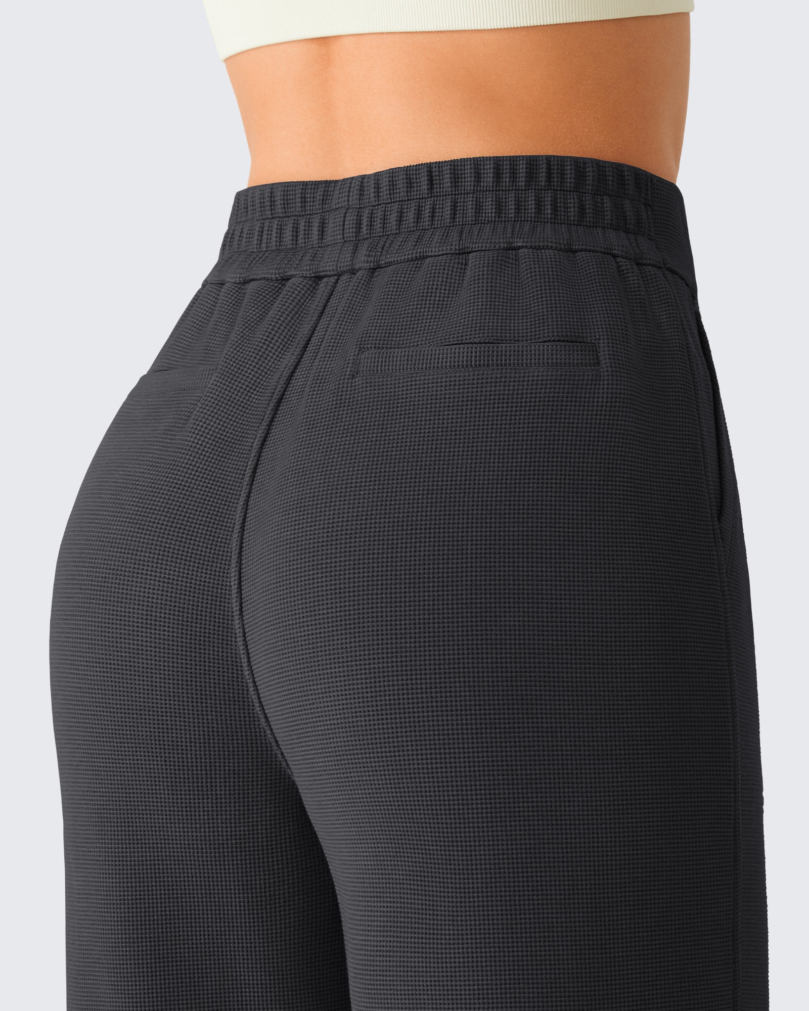 G4Free - G4Free Waffle Wide Leg Pull On Dress Pants High Waisted Stretchy -GF26J871A001A-S
