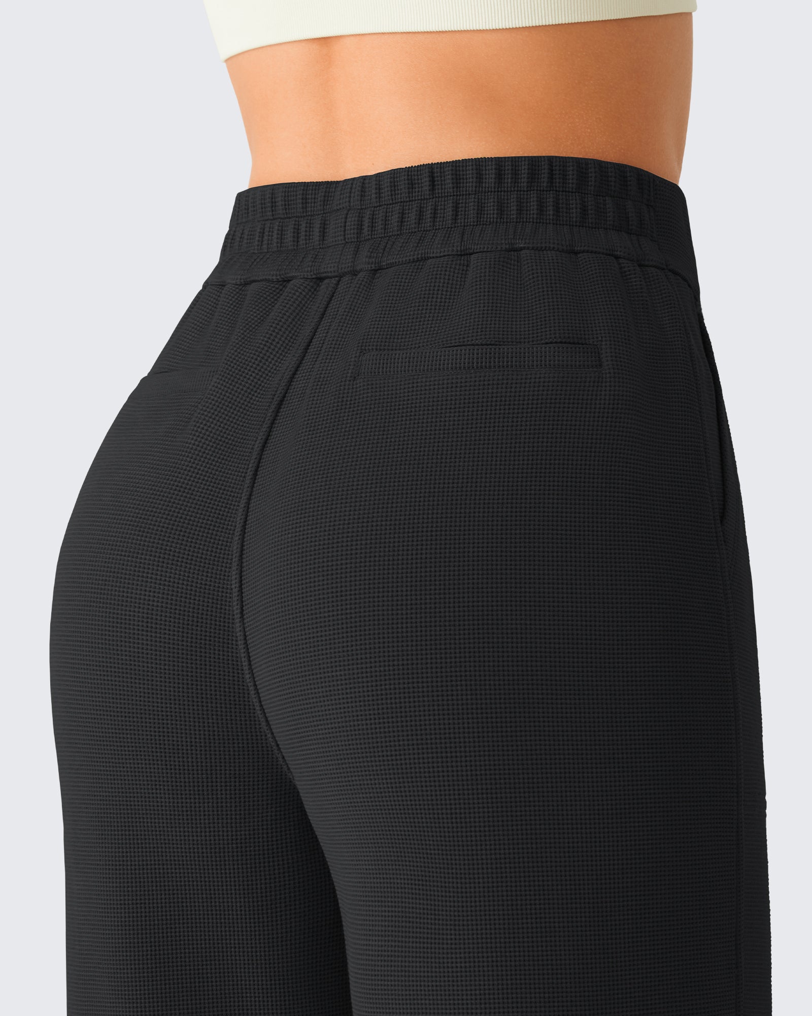 G4Free - G4Free Waffle Wide Leg Pull On Dress Pants High Waisted Stretchy -GF26J871A001A-S