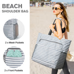 G4Free - G4Free Waterproof Sandproof Beach Tote Bag for Women Large Capacity Foldable -TN25B553C