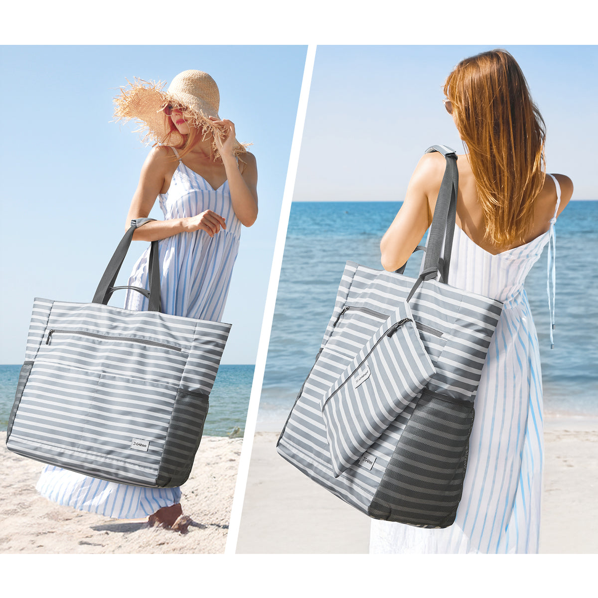 G4Free - G4Free Waterproof Sandproof Beach Tote Bag for Women Large Capacity Foldable -TN25B553C