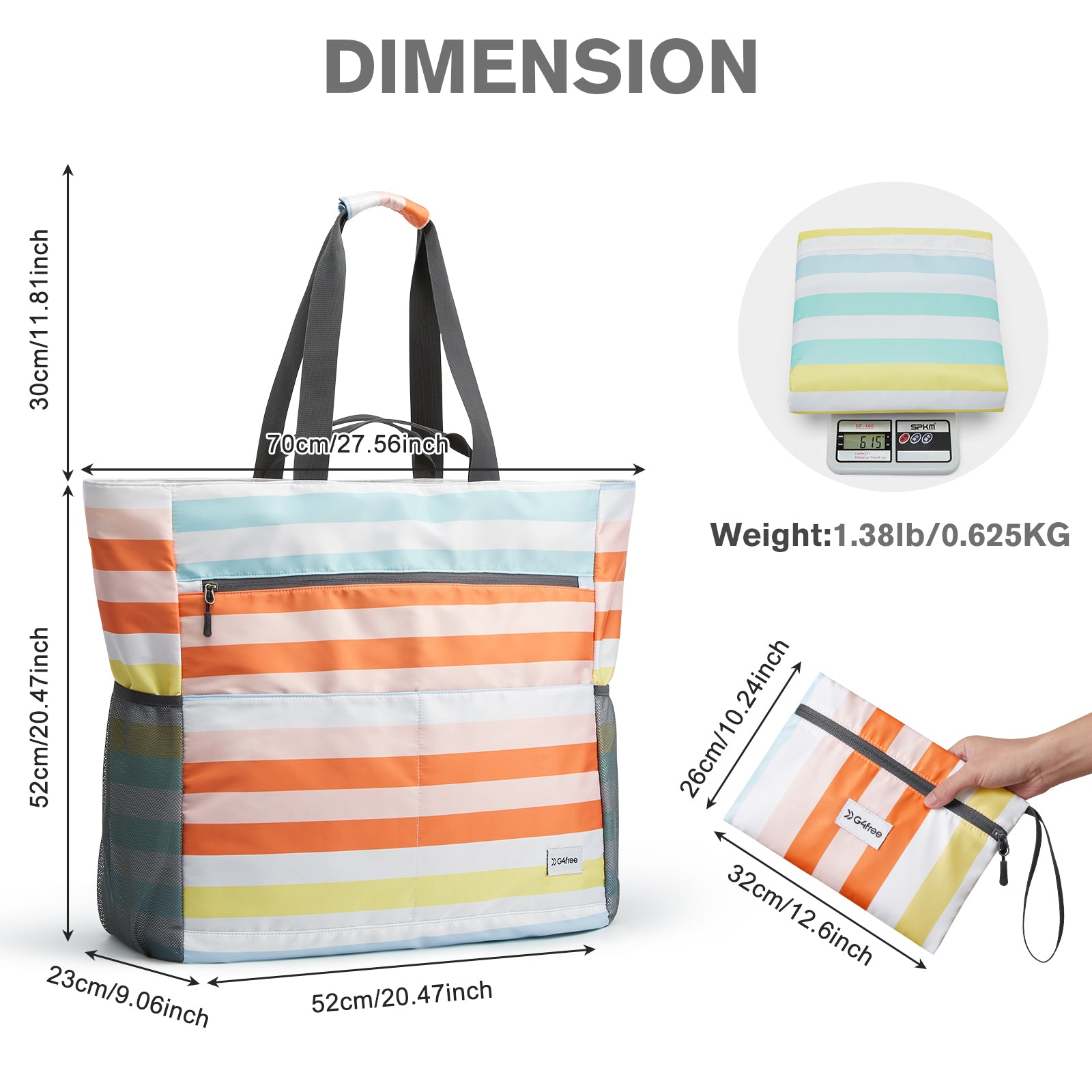 G4Free - G4Free Waterproof Sandproof Beach Tote Bag for Women Large Capacity Foldable -TN25B553C