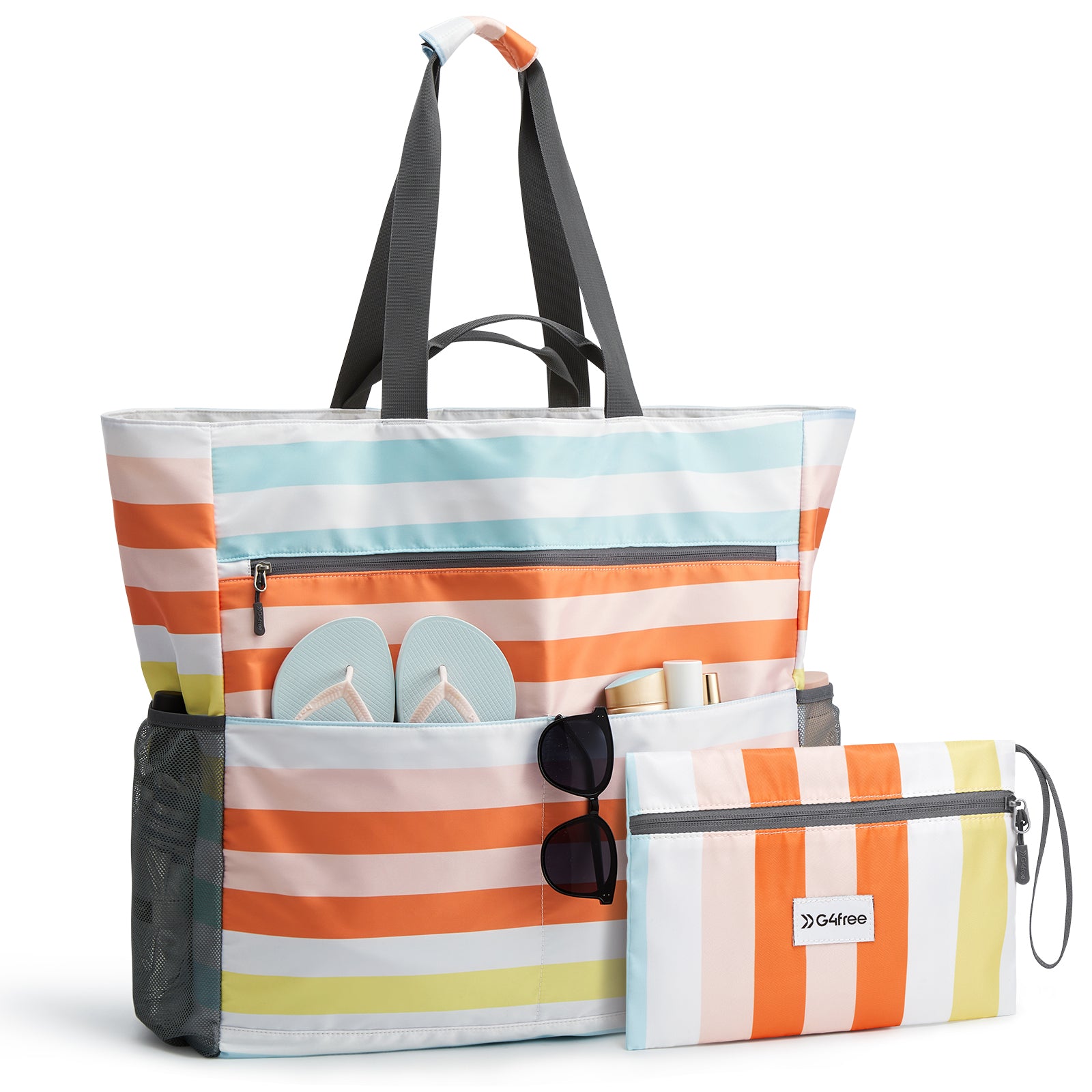 G4Free - G4Free Waterproof Sandproof Beach Tote Bag for Women Large Capacity Foldable -TN25B553C