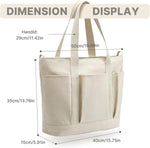 G4Free - G4free Large Zipper Canvas Tote Bag With Laptop Sleeve -TN24B474B