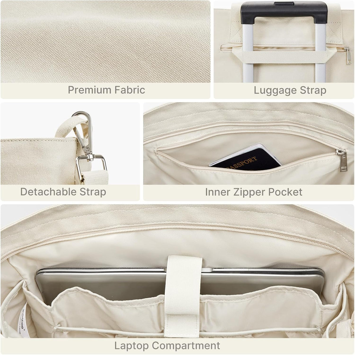 G4Free - G4free Large Zipper Canvas Tote Bag With Laptop Sleeve -TN24B474B