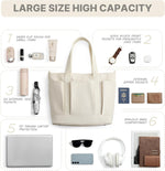G4Free - G4free Large Zipper Canvas Tote Bag With Laptop Sleeve -TN24B474B
