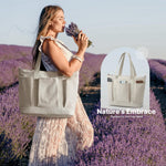 G4Free - G4free Large Zipper Canvas Tote Bag With Laptop Sleeve -TN24B474B
