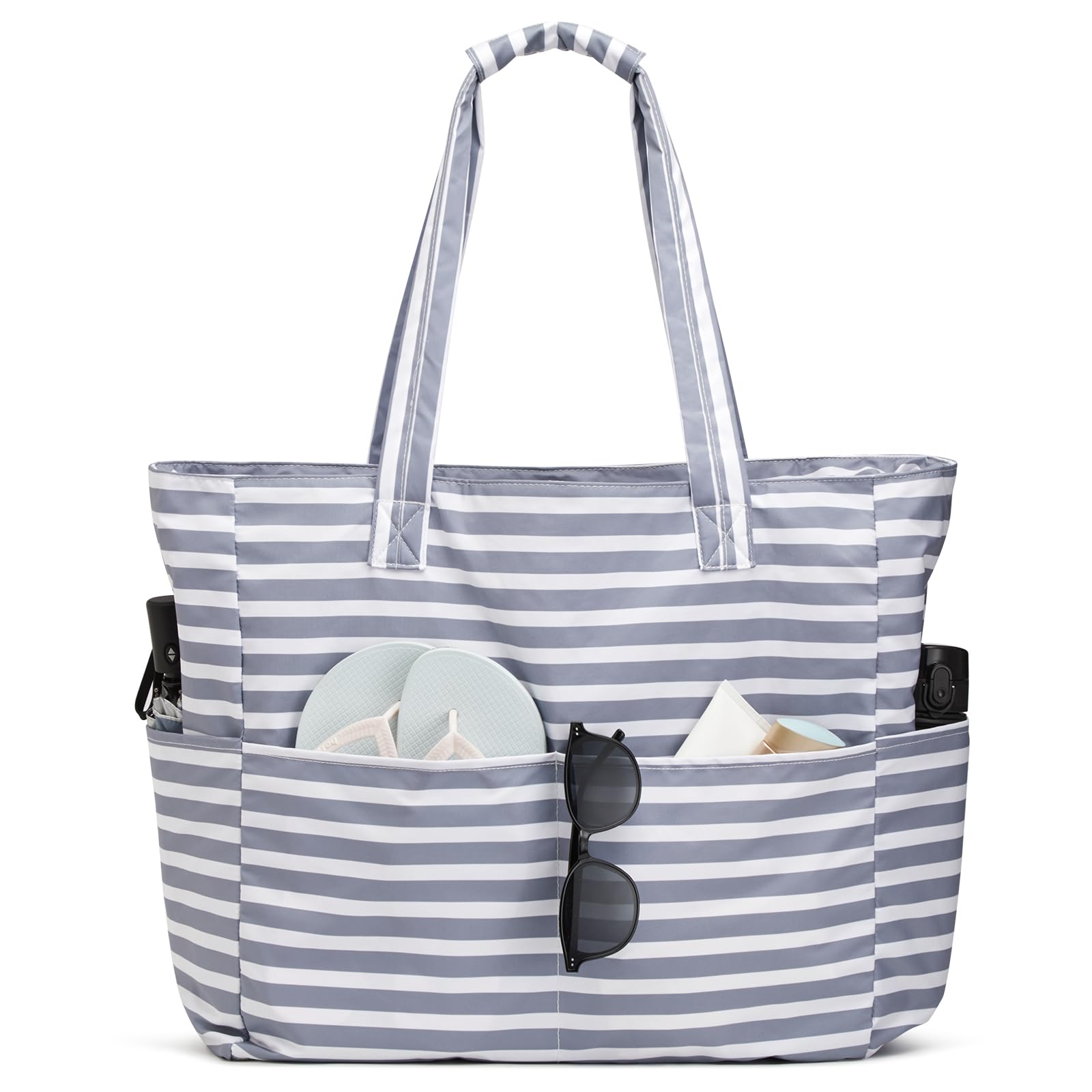 G4Free - Large Foldable Waterproof Sandproof Beach Tote Bag with Zipper -TN25B596D